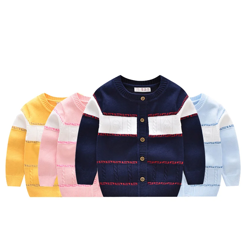 Весенний кардиган для маленьких мальчиков; хлопковый свитер с длинными рукавами для мальчиков и девочек; свитер с круглым вырезом для младенцев; Повседневный Детский свитер; одежда для маленьких девочек