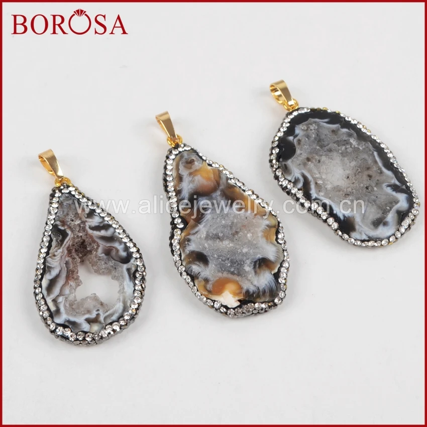 BOROSA модная подвеска свободной формы оникс натуральный кристалл Druzy камень