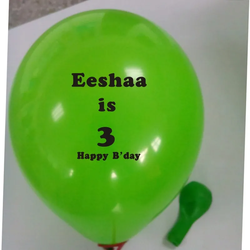 latex balloons with DIY prints-Eeshaa is 3