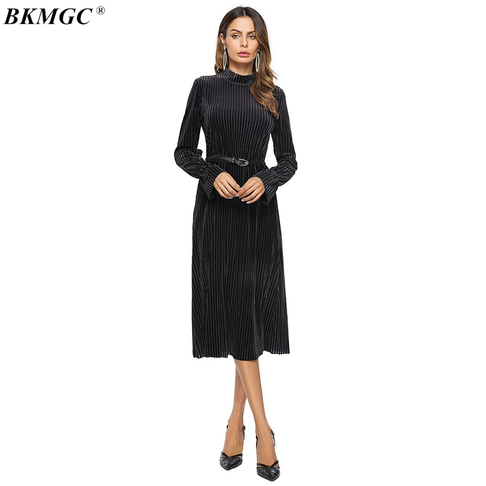 BKMGC 2017 New Arrive Autumn&Winter Women Dress Vintage Dinner Dresses