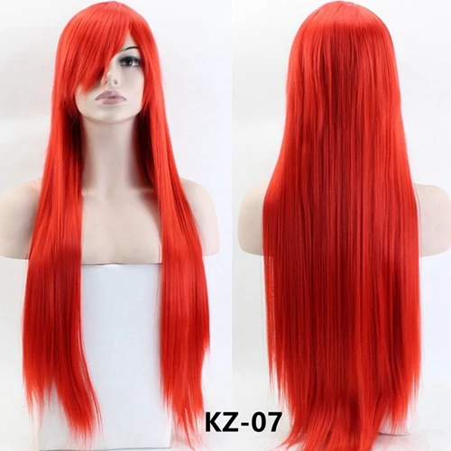 JOY& BEAUTY 80 см длинные прямые косплей парик синтетические волосы термостойкие черный серый красный розовый синий коричневый много цветов доступны - Цвет: Красный