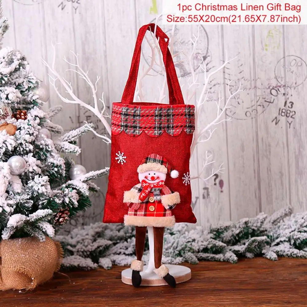 Huiran Christmas Candy Gift Bags Merry Christmas Decorations For Home Xmas Santa Claus Gift Bag Happy New Year Navidad - Color: snowman