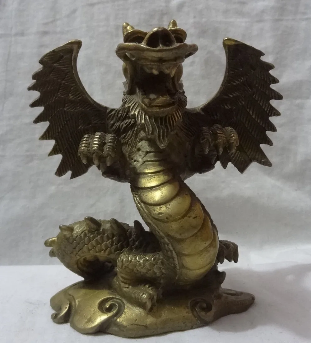 

bi002323 7" Chinese Brass Myth Dragon Claw King Set Tibet Bronze Redpoll Buddha Statue
