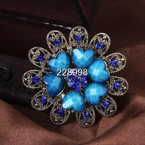 Retro Fashion Rhinestone Flower Heart Women Wedding Brooches Wholesale Hot Sale Small Heart Brooch For Party
