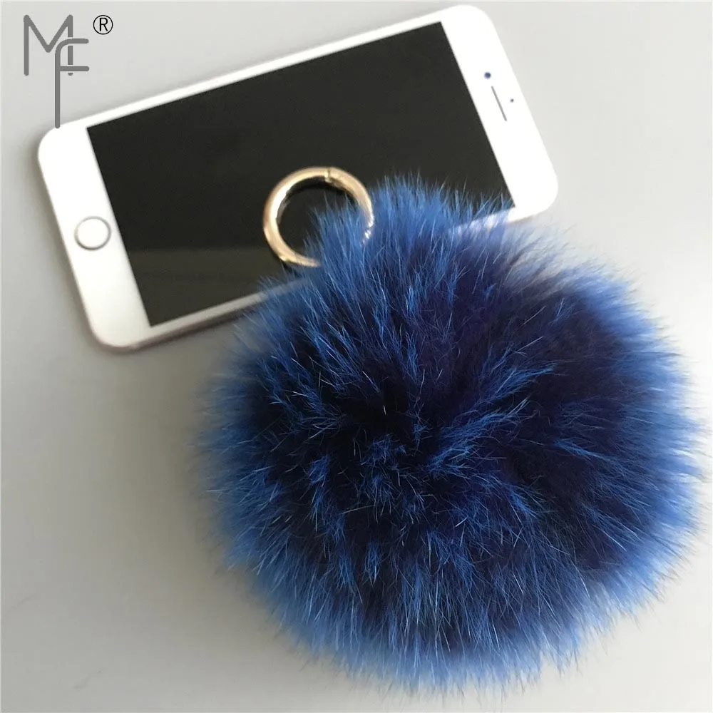 Blue Frost Магия Мех животных-13 см натуральным лисьим Мех животных мяч Синий иней pom пушистые мягкие Мех животных Талисманы сумка Шарм брелок автомобильный телефон брелок подвеска - Цвет: Blue Frost