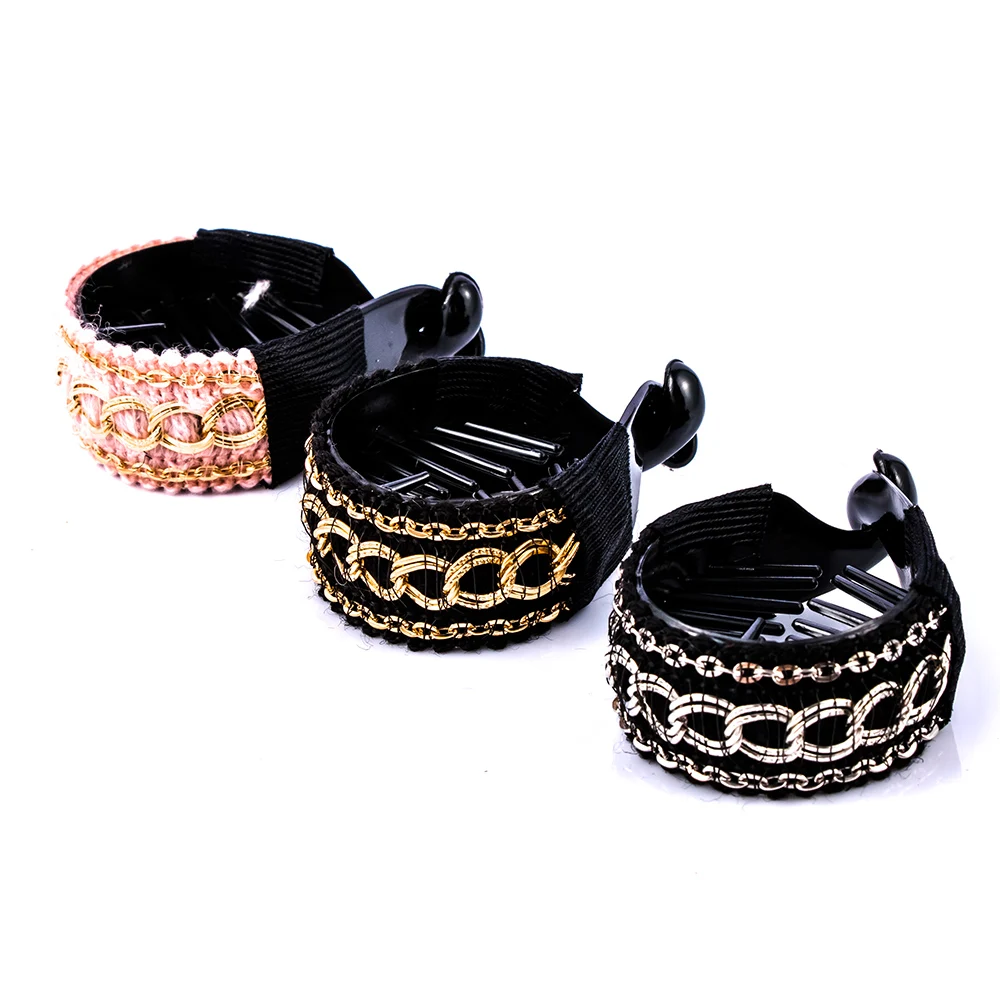 

1PC Hairclips Trendy Luxury Lovely Women Girls Gold Color Chain Pink Hair Claws Headwear Hair Clip Ponytail Holder Accessories