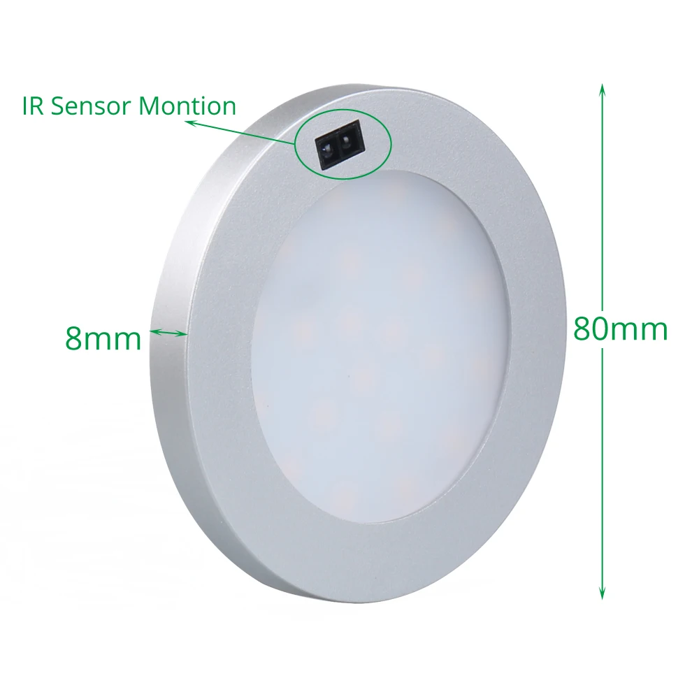  LED Under Cabinet Lights Motion Sensor Round Kitchen Cupboard Lighting Exhibition Bookshelf Furnitu - 32897288130