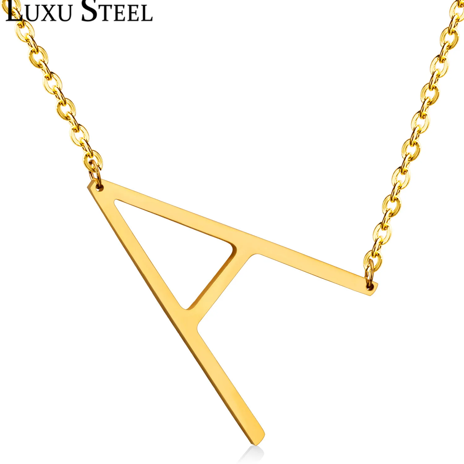 Ожерелья из нержавеющей стали LUXU STEEL с буквой для женщин большие Боковые буквы