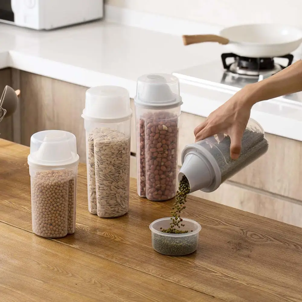 

Food Storage Container Box Clear Container Set with Pour Lids Kitchen Food Sealed Snacks Dried Fruit Grains Storage Cereal Box
