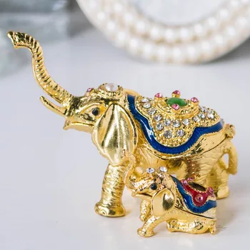 

H&D Elephant Jewelry Box Collectible Mother & Child Elephant Figurines Elephants Gifts for Women Jewelry Trinkets