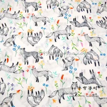 130 см ширина волк маленькие цветы и растения белая хлопковая ткань для девочек летняя одежда DIY-AFCK737