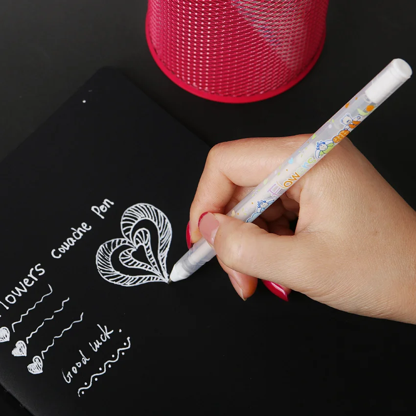 

4pcs/lot White Ink Photo Album Gel Pen Stationery Office Learning Cute Unisex Pen Wedding Pen Gift For Kids Writing Supplies