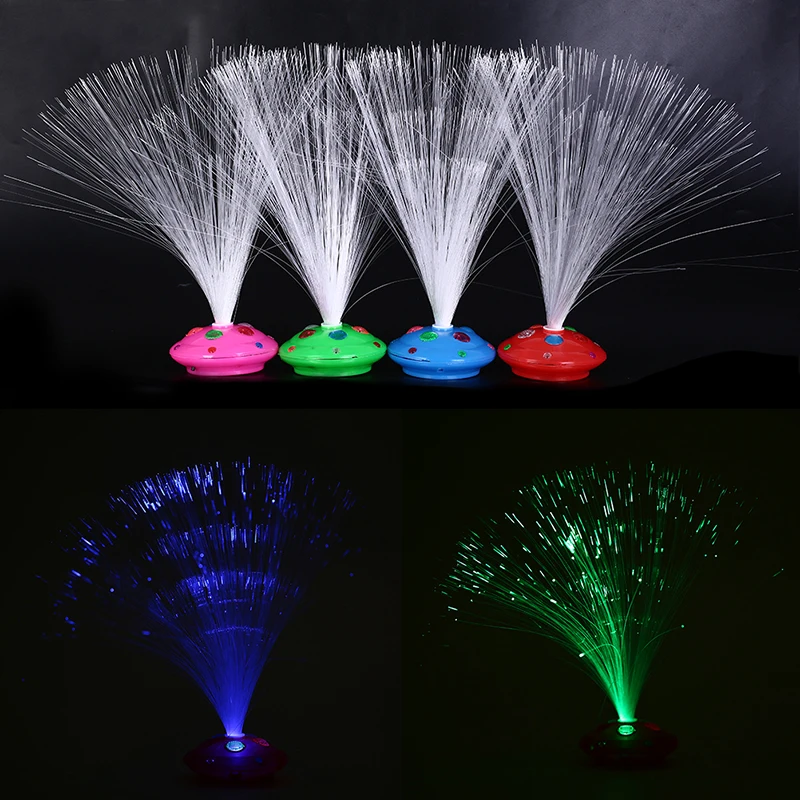 1PC Beautiful Romantic Color Changing LED Fiber Optic Night Light Lamp Battery Powered Small Light Home Decor Christmas Party