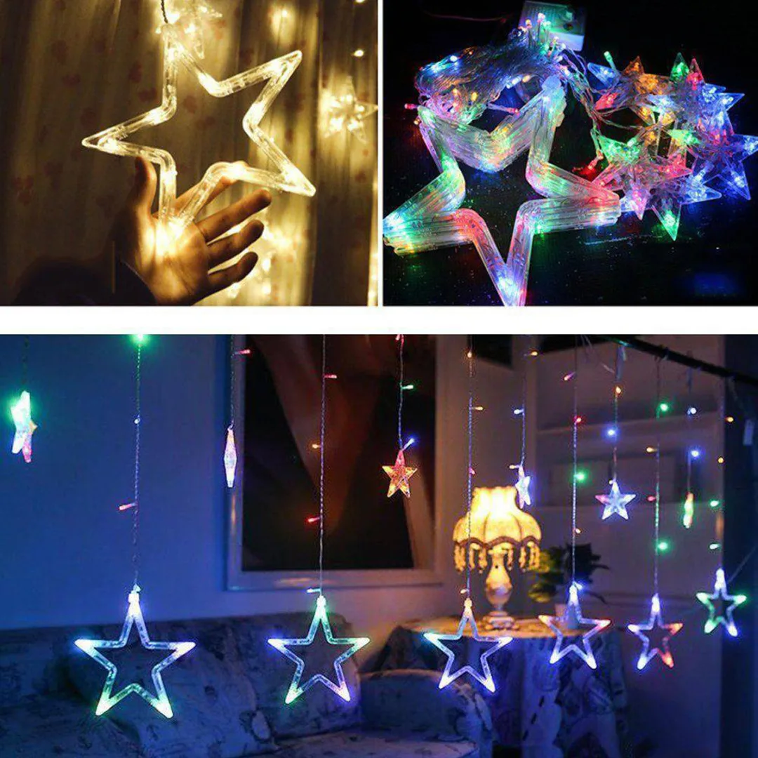

138LED Star String Fairy Curtain Light Wedding Xmas Valentine's Day Decor