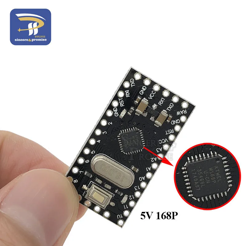 1 шт. Pro mini Atmega328 Pro Mini 328 Mini ATMEGA328 3,3 В 8 МГц 5 в 16 МГц для Arduino совместимый Nano CP2102 FT232RL - Цвет: 168P 5V