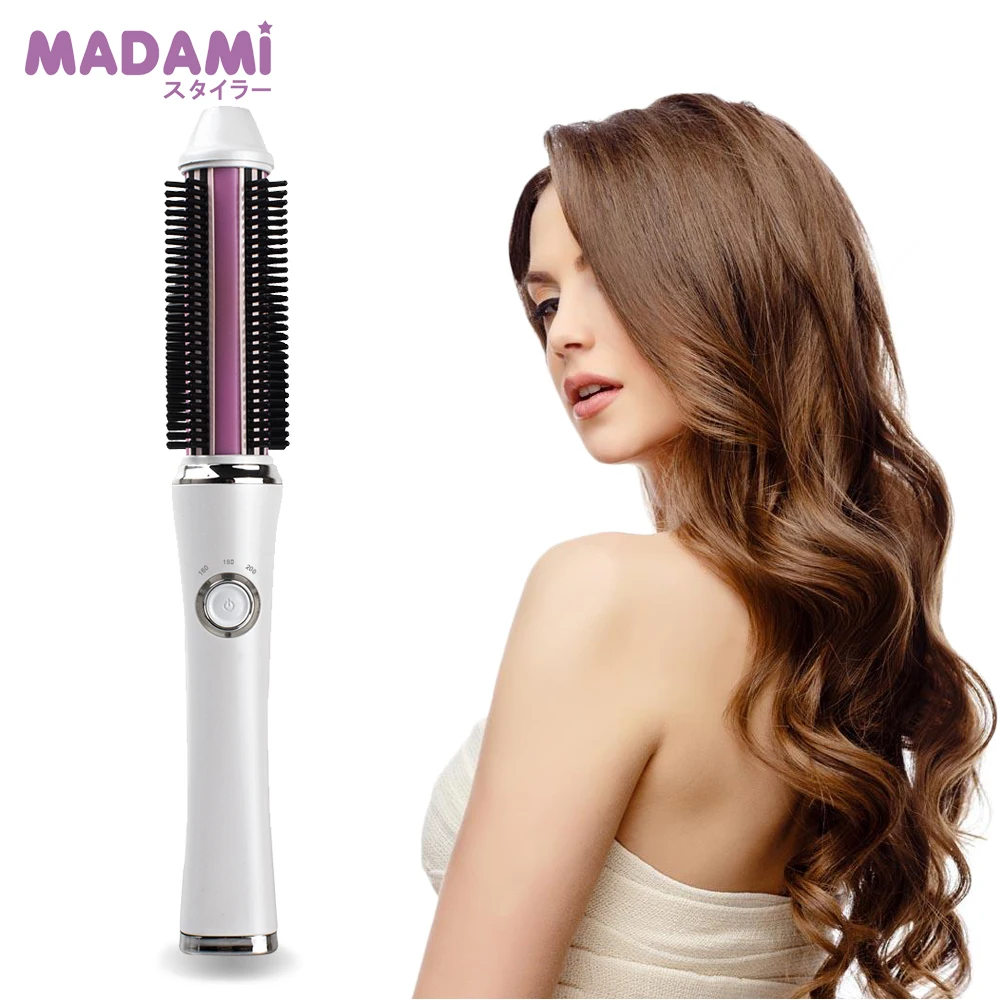 

MADAMI Mini Portable Hair Curler Brush 2 in 1 USB Wirele Electrical Curling Irons Comb Brushe Rechargeable Straightening Iron