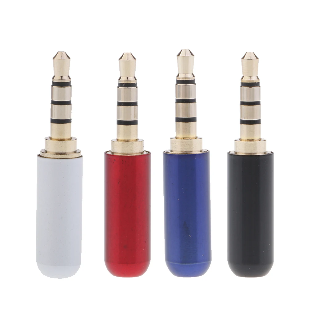 4 Pole 3.5mm Stereo Headset Plug Jack Outlet 3.5mm Male Audio Soldering Headset Connector For Microphone Plug Earphone Plug