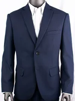 Navy Blue Nailhead Business Men Suits Custom Made Slim Fit Wool Blend Bird-eye Wedding Suits For Men, Tailor Made Groom Suit 2