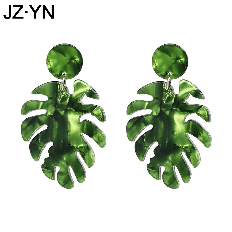 

JZYN Bohemian Monstera Leaf Drop Dangle Earrings Women Acrylic Statement Tropical Plant Jewelry Brinco Bijoux Lover Gifts 1053