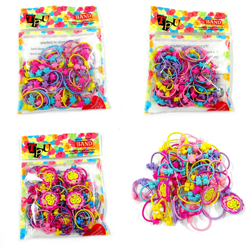

50pcs/Pack New Korea Colorful Plastic Elastics children's Kids candy color rubber band baby Girl Hair accessories PT002