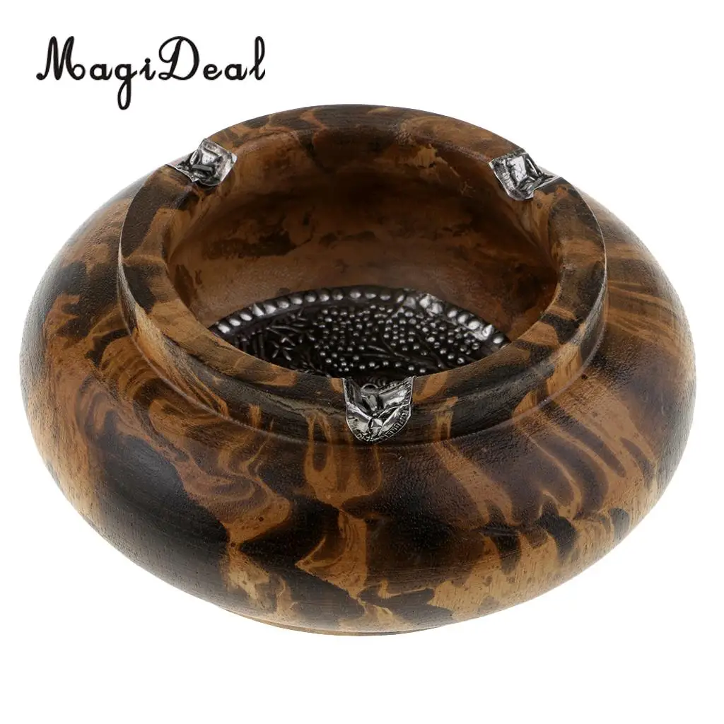 MagiDeal Wood Ashtray Handmade Crafts Cigarette Cigar Tobacco Smoking Ash Tray Case for KTV Bar Home Office Decoration