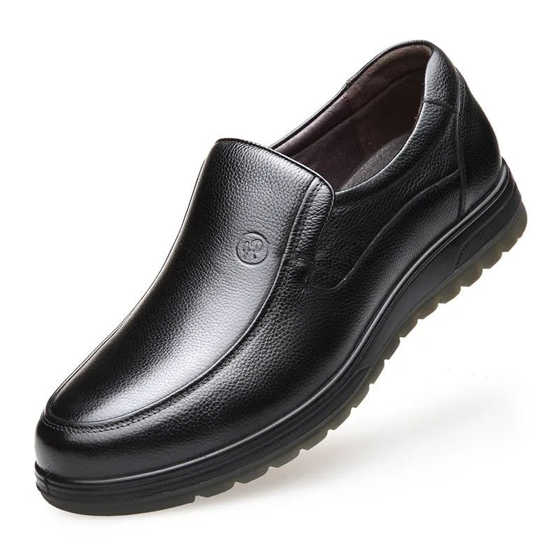 

2019 Fashion Men Brogue Shoes British Style Men's Genuine Leather Casual Shoes Slip On Flats Winter Warm Men Shoes DA089