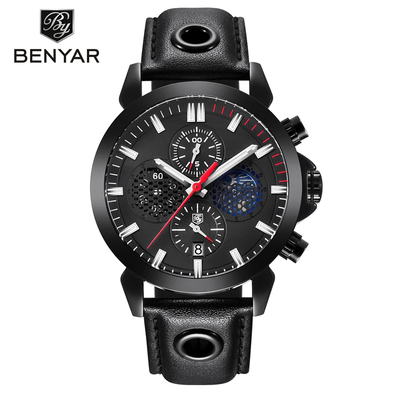 

Relogio Masculino BENYAR Sport Watch Mens Top Brand Luxury Chronograph Quartz Wrist Watch Moon Phase Clock Men Saat Reloj Hombre