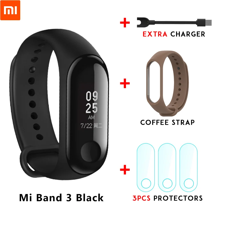 Xiaomi mi Band 3 mi band 3 для Android IOS фитнес-трекер монитор сердечного ритма 0,78 ''OLED дисплей тачпад Bluetooth 4,2 - Цвет: Mi band 3 n strap