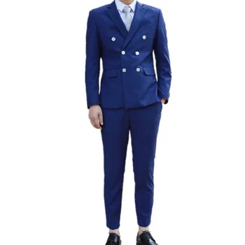 

Jacket+Pants New Custom Made Mens Suits 2017 Wedding Groom suits for men Slim Fit Business double breasted Hombre Casual suit