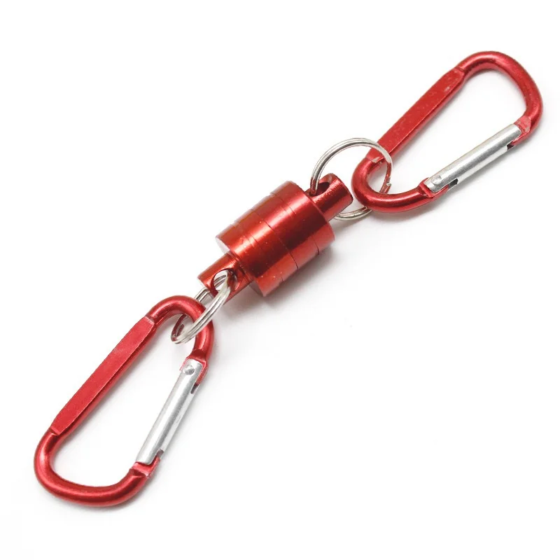Рыболовная магнитная пряжка, многофункциональная магнитная сетка для ловли нахлыстом, крепкая сеть для поезда, держатель шнура, тянущий кабель, макс. 4 кг - Цвет: Красный