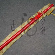 S0911 блестящий красный твердой древесины прямо ниндзя стали меч кисти лезвия w/Фуллер 40"