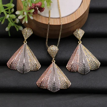 

Lanyika Jewelry Set Super Luxury Modern Simple Spike Micro Paved Cubic Zircon Necklace with Earrings for Engagement Best Gifts