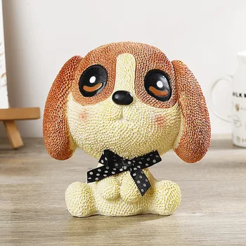 

Lucky Dog Cartoon Big Head Dog Preservation Bank Drum Cute Accessible Resin Handicraft Savings Bank Piggy Lovely Friend Gifts