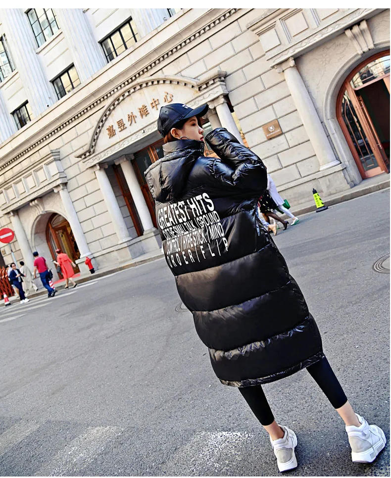 Waterproof Glossy Winter 90% White Duck Down Jacket Women Hooded Long Down Parka New Arrival Straight Womens Down Coats 168