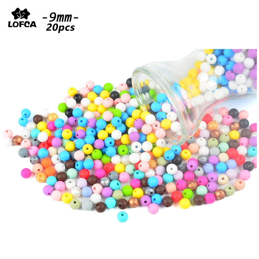 

LOFCA 9mm 20pcs/lot Silicone Beads Teething DIY Jewelry Toddlers Toys Food Grade Teether BPA FREE Chewable Colorful Teething