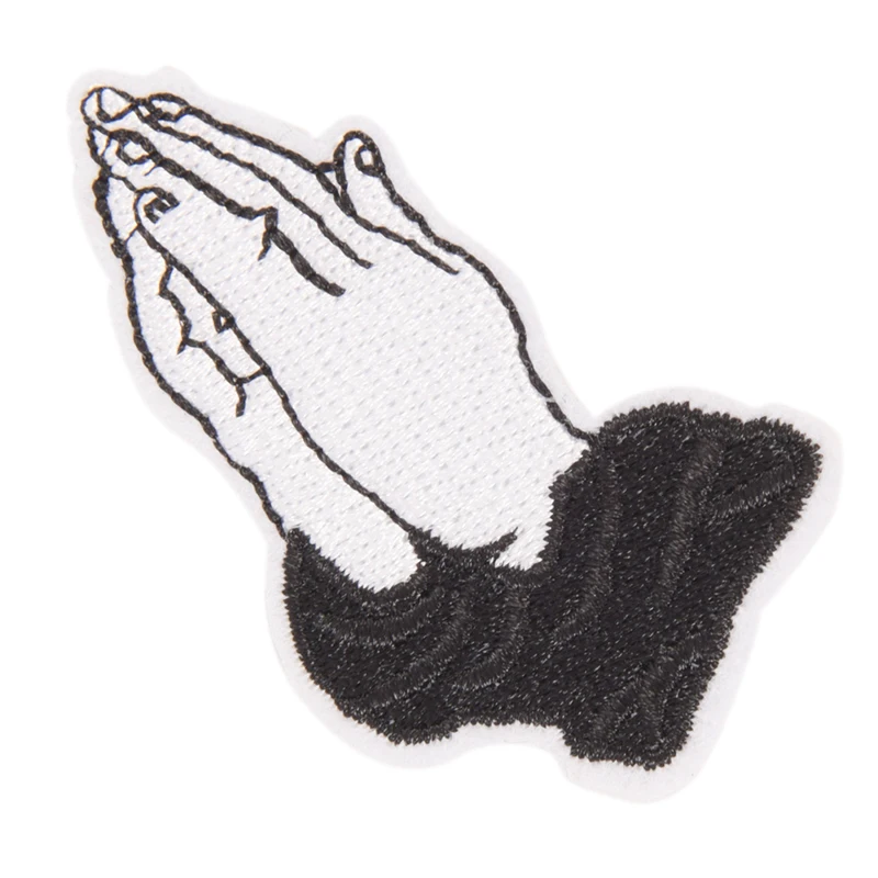 Pray Applique Iron On Cloth Badge Mend Decorate Patch Jeans Jackets Bag Shoes Clothes Apparel Sewing Decoration (Size: 3.5x6cm)