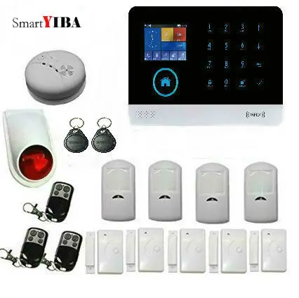 

SmartYIBA WIFI APP Control Infrared PIR Detector Strobe Siren Smoke Sensor GSM Alarm Kits Home Burglar Security Alarm System