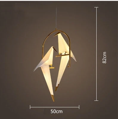 Подвесной светильник в скандинавском стиле с железной птицей, бумажный журавль, светодиодный подвесной светильник, подвесной светильник для гостиной, ресторана, подвесной светильник - Цвет корпуса: 2 Light B