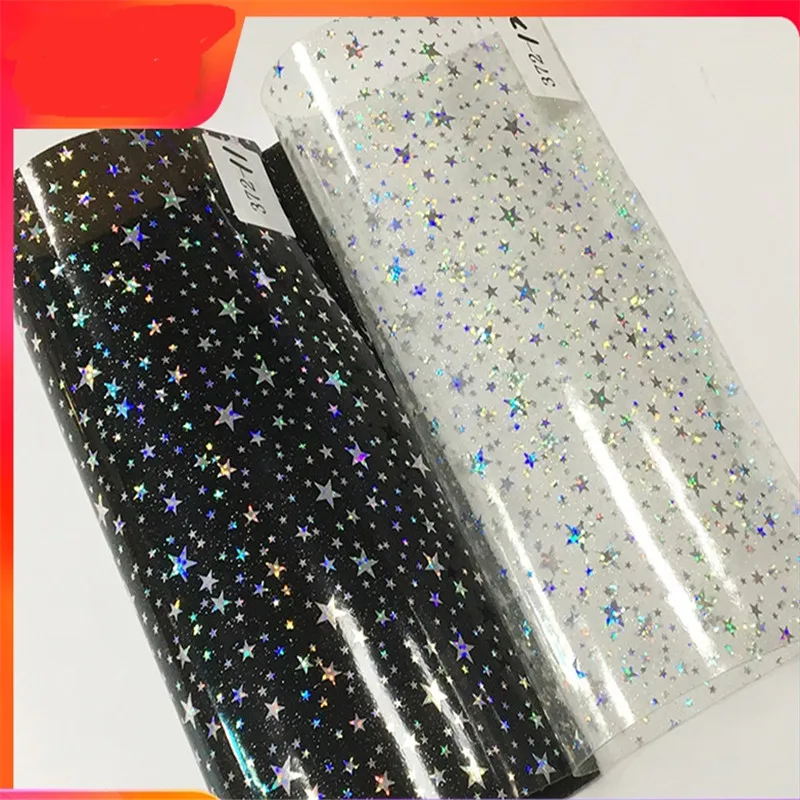 

Lychee Life A4 Shiny Starry Transparent Faux Leather Fabric High Quality Synthetic Leather DIY Sewing Material for Crafts