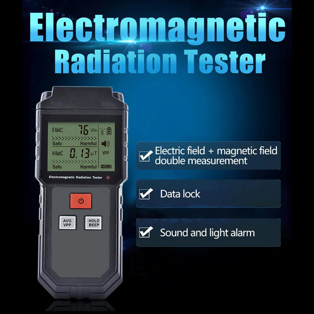 ET825 Handheld EMF Meter& Battery Electromagnetic Field Radiation Tester Mini Digital LCD Detector Dosimeter for Computer Phone