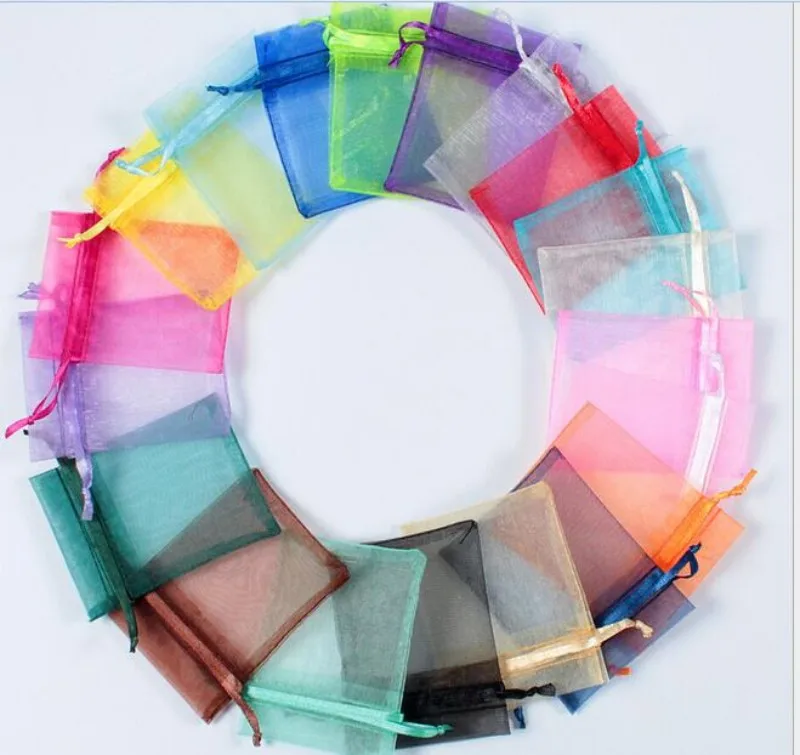 

Kwoi Vita Wholesale 100pcs Colorful Color Jewelry Gift Pouch Bag Organza bags with Drawstring Wedding Suppliers 9x12cm