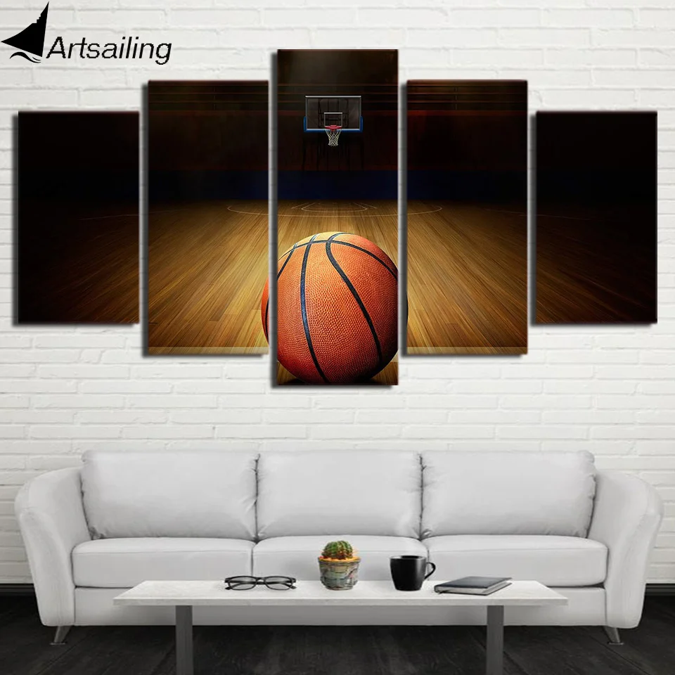 

5 Piece ball print canvas Basketball sport painting Wall Pictures for living room Modular Painting Framed Home Decor CU-1758A