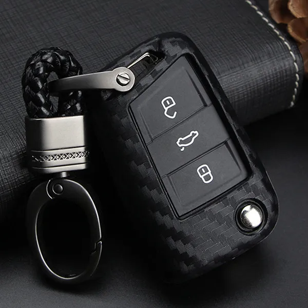 KUKAKEY для Volkswagen Golf 7 GTI карбоновое волокно автомобильный чехол для ключей брелок для VW Polo Golf 6 7 автомобиль GTI Автомобильная Стилизация брелка - Название цвета: Белый
