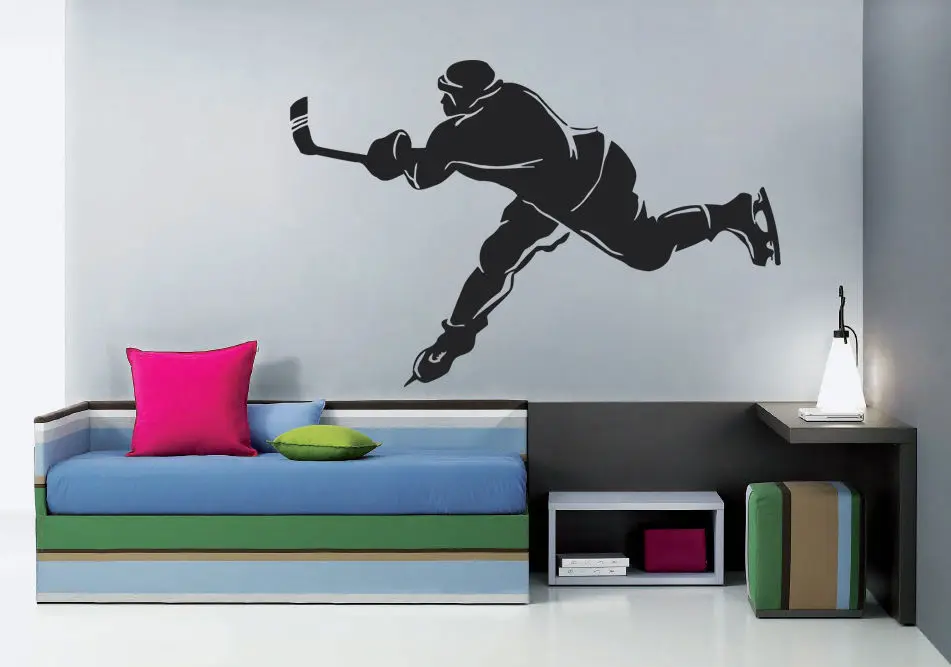 Wall Decal Sticker hockey stick puck rink sport team game kids bedroom