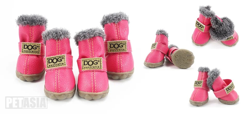 PETASIA Pet Dog Shoes Winter 4pcs set Small Medium Dogs Boots Cotton Waterproof Anti Slip XS XL Shoes for Pet Product ChiHuaHua select_960px colors pink