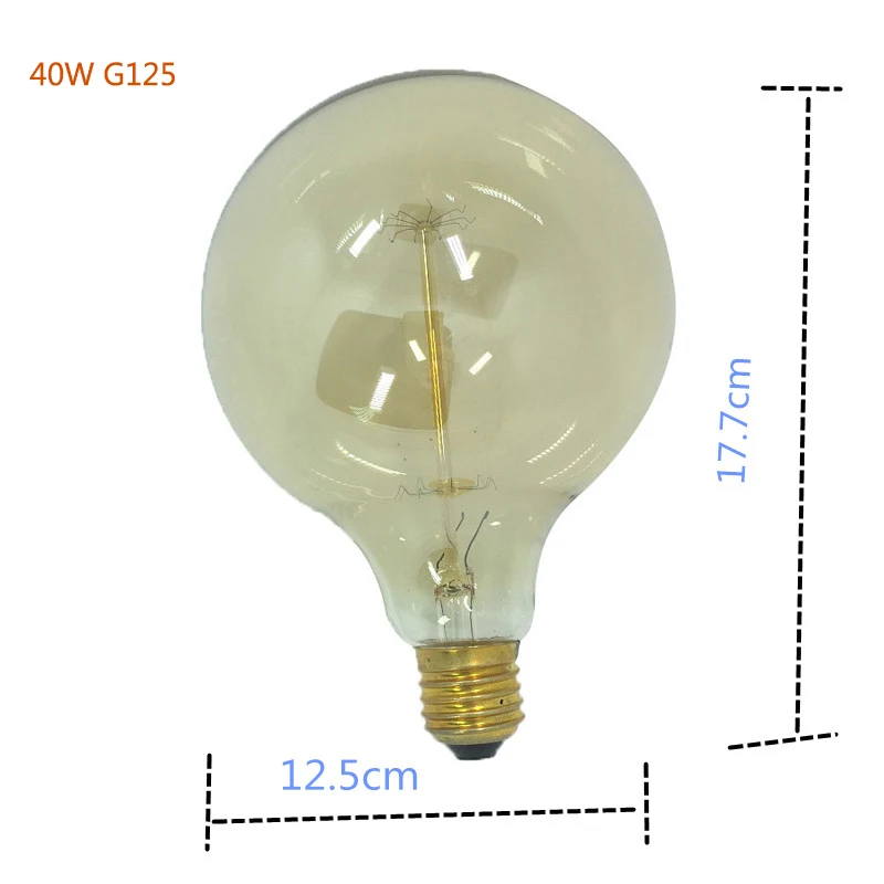 Ретро лампа Эдисона E27 220V 4W-G80/G95 40W-G125 нить накаливания лампа теплый белый для украшения дома 8,20