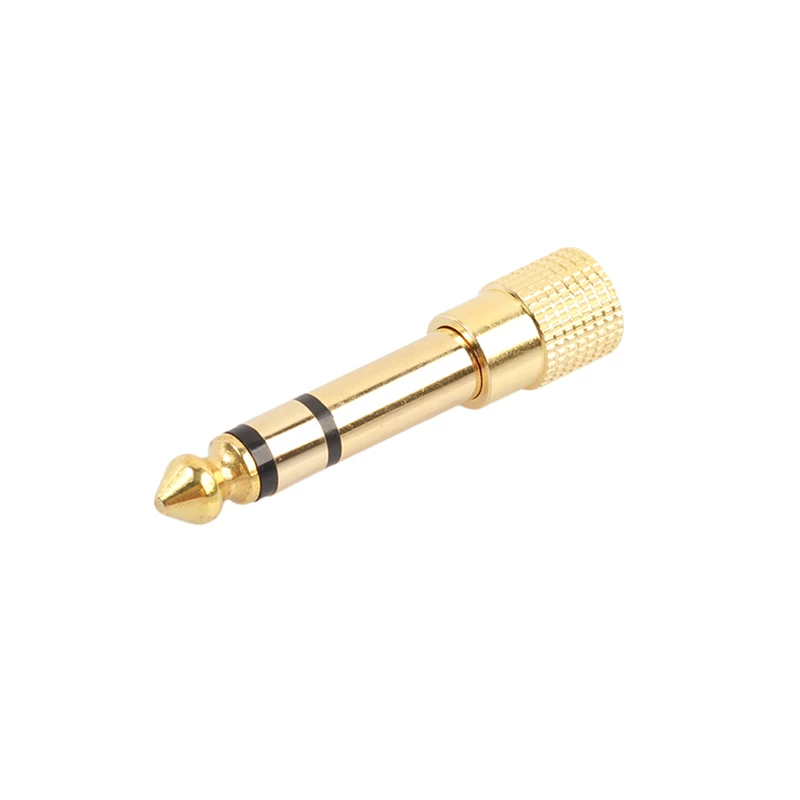 

1PC Portable Durable Golden 6.35 Male To 3.5 Female Stereo Adapter Plug Headphone Adapter Plug Terminals Audio Plug