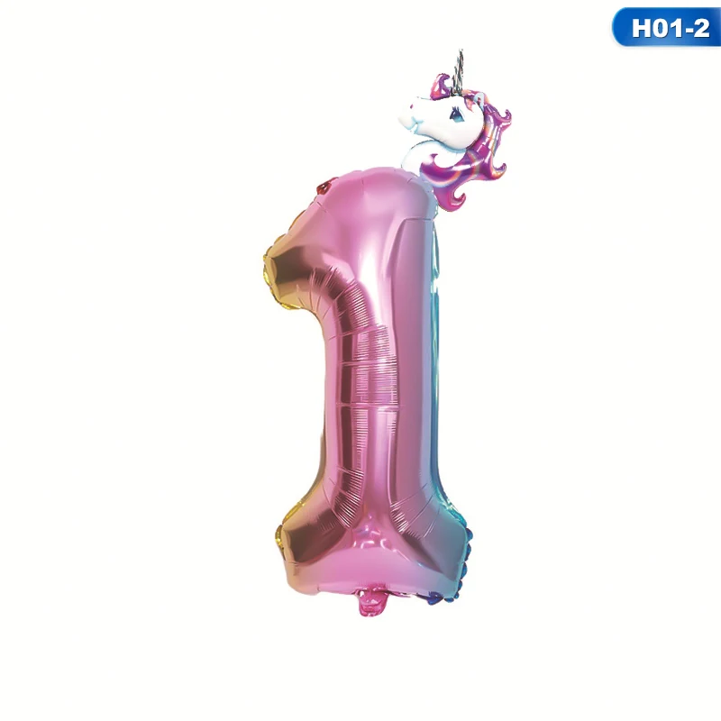 2 Pcs/set Unicorn Birthday Balloons 32inch Number Ballon Birthday Party Decorations Kids Happy Birthday Ballon Number Baloon