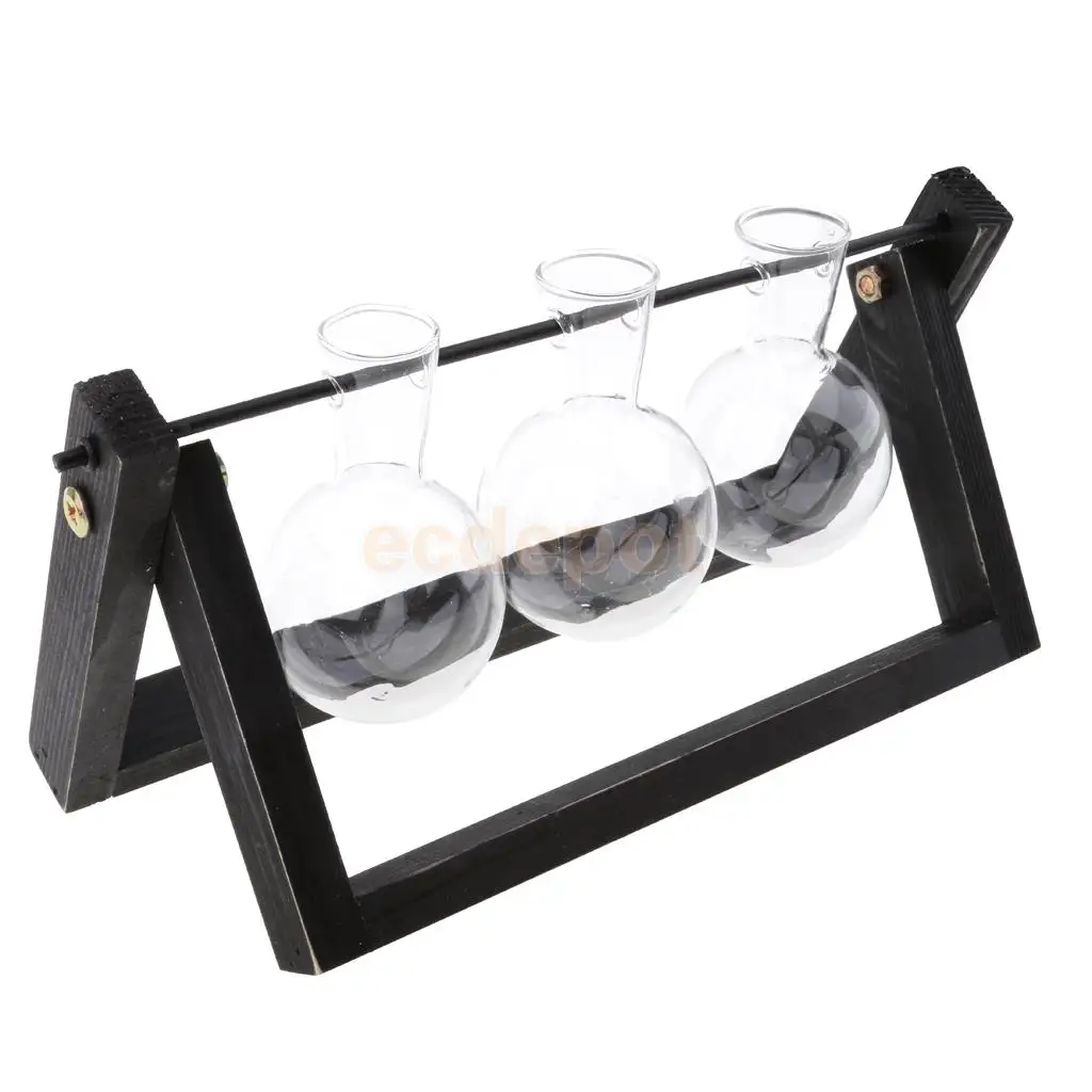 Rustic Wedding Decor Hanging Glass Flower Vase Hydroponic Bottle Container With Wood Tray