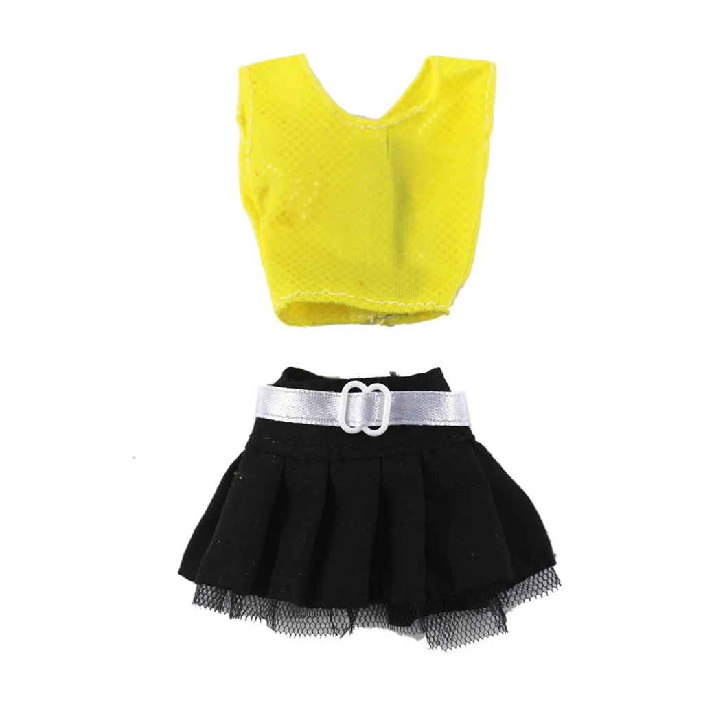  Popular 2pcs Clothes Suit Sleeveless Tops & Black Skirt Dress Princess Gown For 30cm   Dolls Accessory